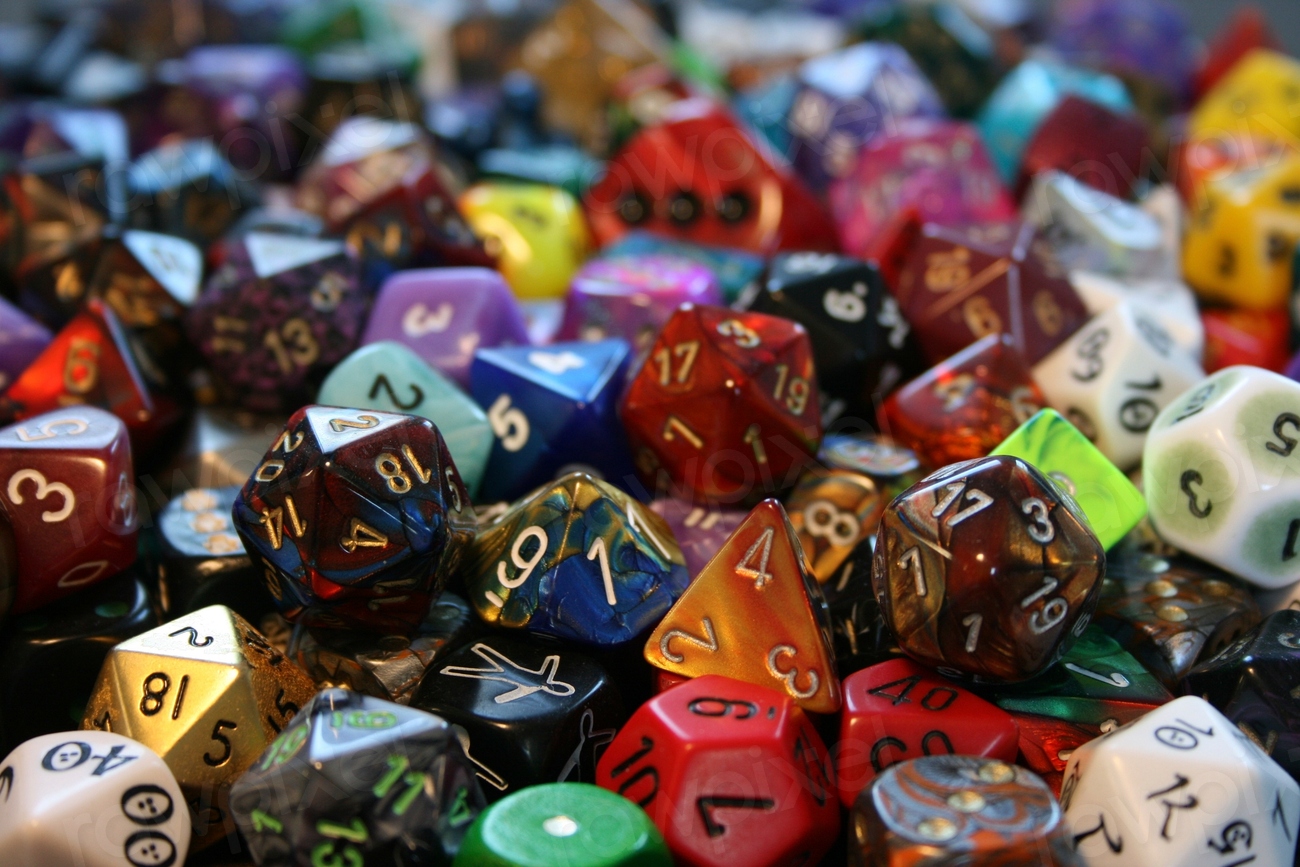 A pile of polyhedral dice